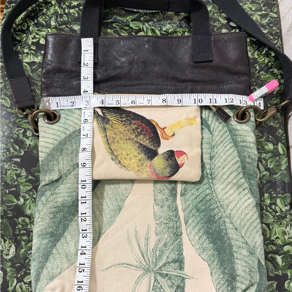 Anthropologie Jasper & Jeera Parrot Print Satchel with Black Leather Strap - Picture 9 of 15